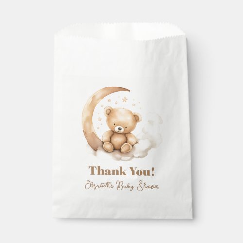 Cute Gender Neutral Brown Teddy Bear Baby Shower Favor Bag