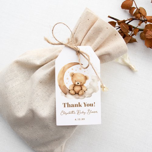 Cute Gender Neutral Brown Teddy Bear Baby Shower Gift Tags