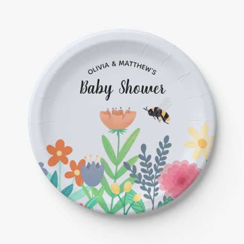 Cute Gender Neutral Bumblebee Bee Baby Shower Paper Plates
