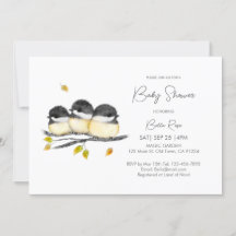 Cute Gender Neutral Chickadees Baby Shower