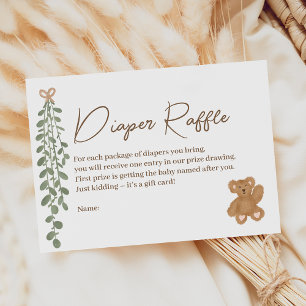 Cute gender neutral cloth line boho diaper raffle enclosure card