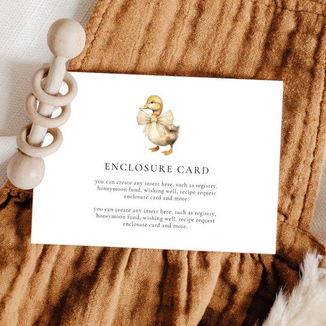 Cute Gender Neutral Duck Baby Shower Custom Enclosure Card (Creator Uploaded)