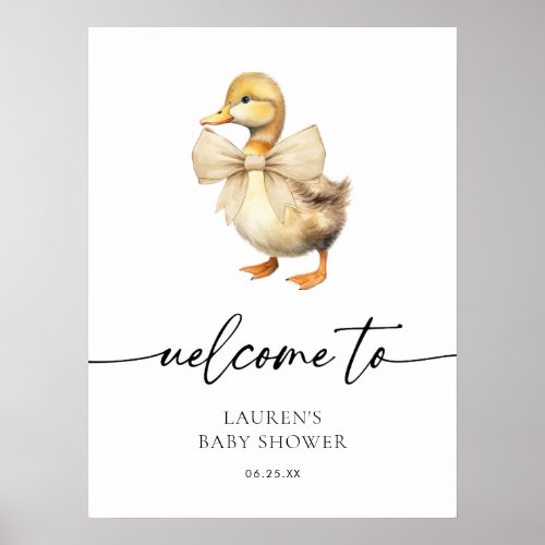 Cute Gender Neutral Duck Baby Shower Welcome Poster