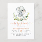 Cute Gender Neutral Elephant Baby Shower Invitation Postcard (Front)