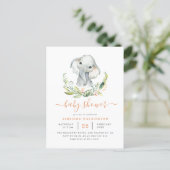 Cute Gender Neutral Elephant Baby Shower Invitation Postcard (Standing Front)