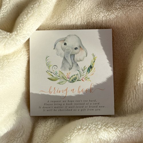 Cute Gender Neutral Elephant Bring A Book Enclosure Card