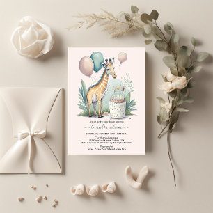 Cute Gender Neutral Giraffe Baby Shower Invitation
