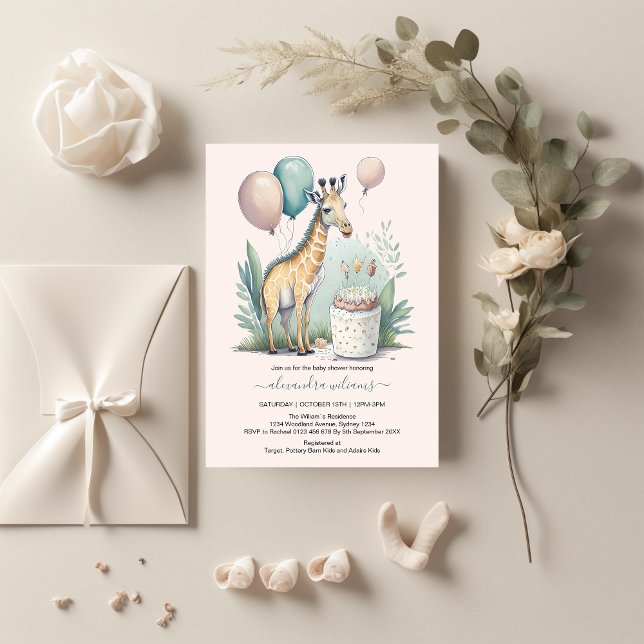 Cute Gender Neutral Giraffe Baby Shower Invitation (Creator Uploaded)