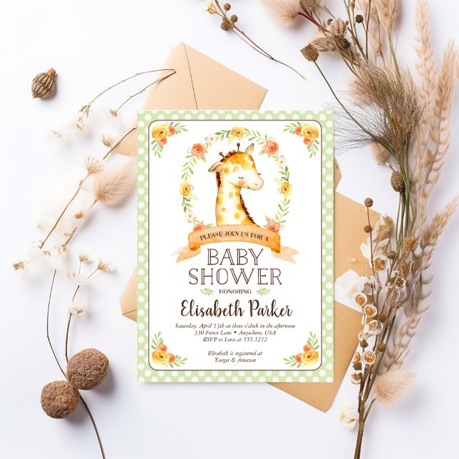 Cute Gender Neutral Giraffe Baby Shower Invitation (Creator Uploaded)