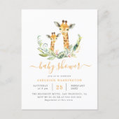 Cute Gender Neutral Giraffe Themed Baby Shower Invitation Postcard (Front)