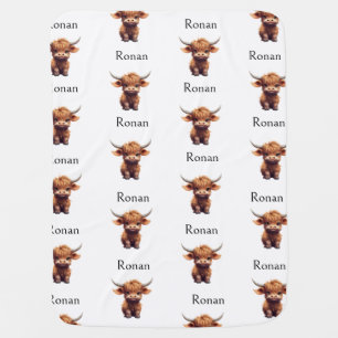 Cute Gender Neutral Highland cow Baby Blanket