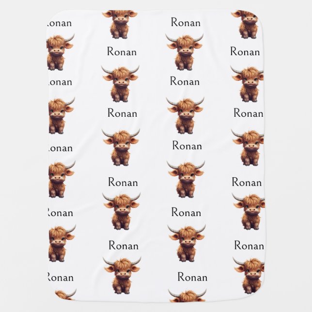 Cute Gender Neutral Highland cow   Baby Blanket (Front)