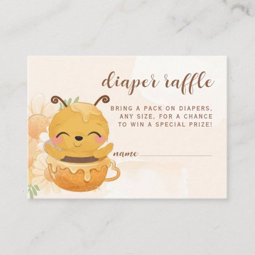 Cute Gender Neutral Little Bee Diaper Raffle Enclosure Card