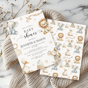 Cute Gender neutral Nursery Animal Baby Shower Invitation