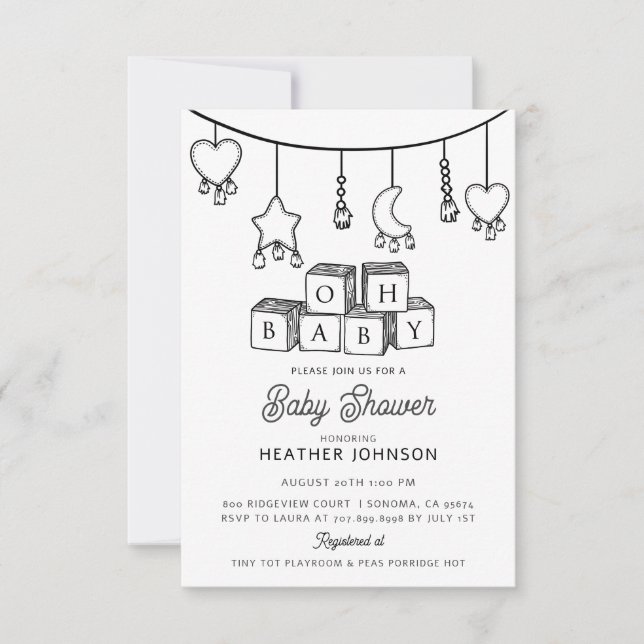 Cute Gender Neutral Oh Baby Baby Shower Invitation (Front)