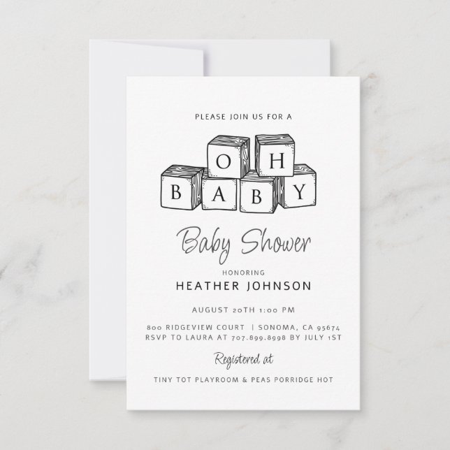 Cute Gender Neutral Oh Baby Baby Shower Invitation (Front)