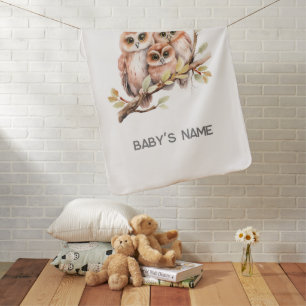 Cute Gender Neutral Owl Baby Shower Baby Blanket