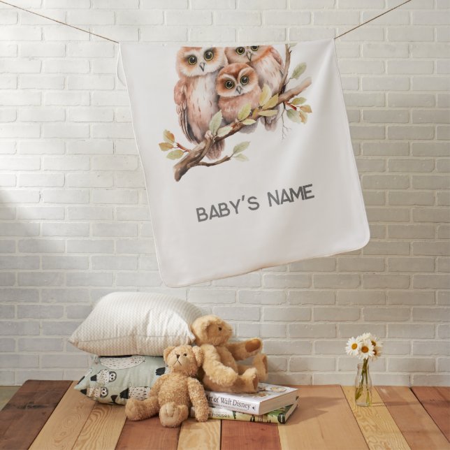 Cute Gender Neutral Owl Baby Shower  Baby Blanket (In Situ)