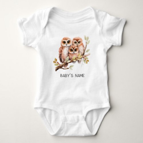 Cute Gender Neutral Owl Baby Shower  Baby Bodysuit