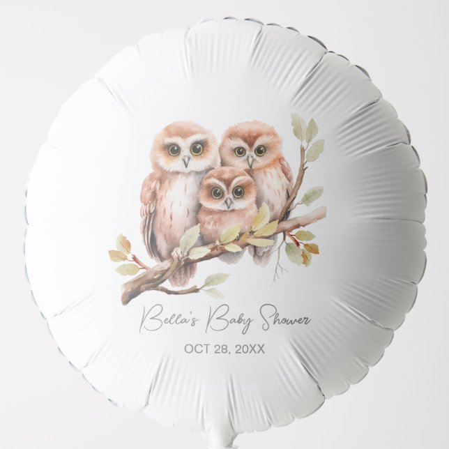 Cute Gender Neutral Owl Baby Shower  Balloon (Front)