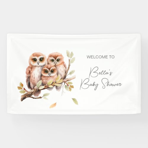 Cute Gender Neutral Owl Baby Shower  Banner