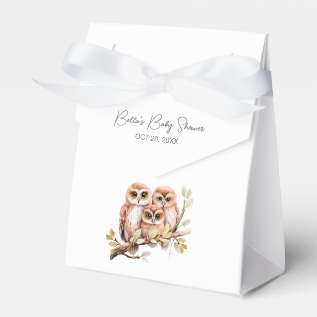 Cute Gender Neutral Owl Baby Shower  Favor Boxes (Front Side)