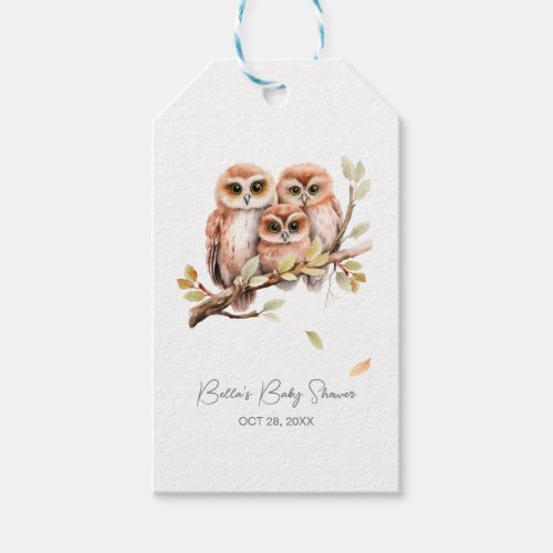 Cute Gender Neutral Owl Baby Shower  Gift Tags