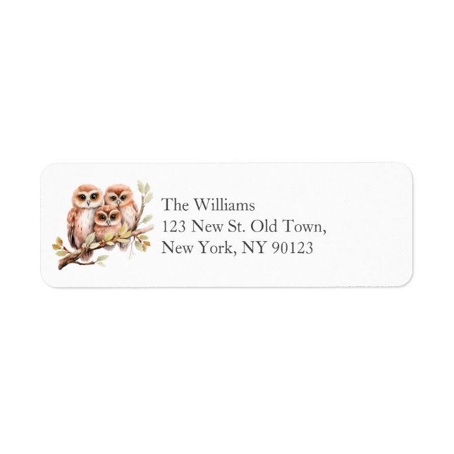 Cute Gender Neutral Owl Baby Shower  Label (Front)