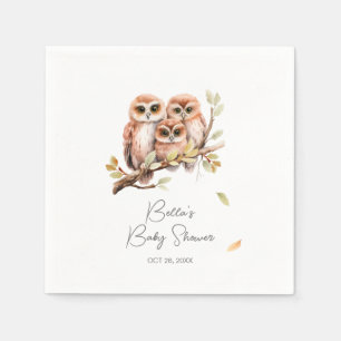 Cute Gender Neutral Owl Baby Shower Napkins