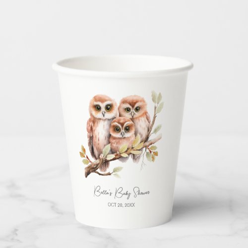 Cute Gender Neutral Owl Baby Shower  Paper Cups