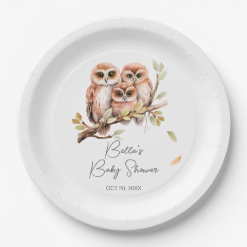 Cute Gender Neutral Owl Baby Shower  Paper Plates