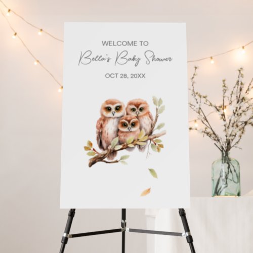 Cute Gender Neutral Owl Baby Shower Party Sign