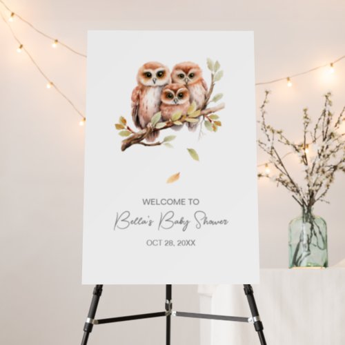 Cute Gender Neutral Owl Baby Shower Party Sign