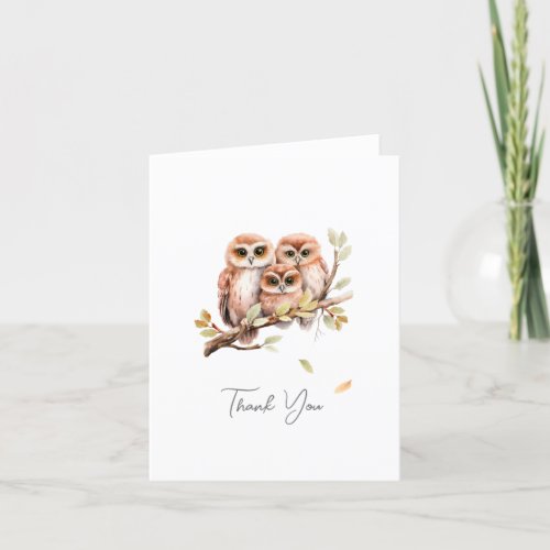 Cute Gender Neutral Owl Baby Shower  Thank You Card