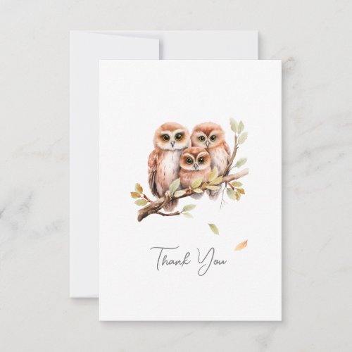 Cute Gender Neutral Owl Baby Shower  Thank You Card