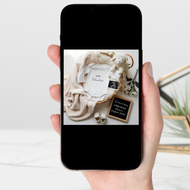 Cute Gender Neutral Pregnancy Announcement card (Front Digital)