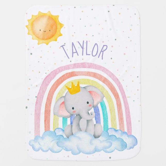Cute gender neutral rainbow baby blanket (Front)