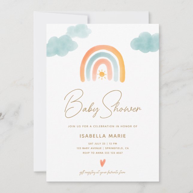 Cute Gender Neutral Rainbow Baby Shower Invitation (Front)