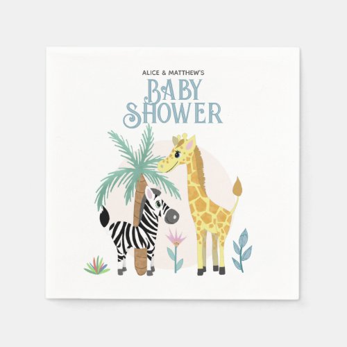Cute Gender Neutral Safari Animal Baby Shower Napkins
