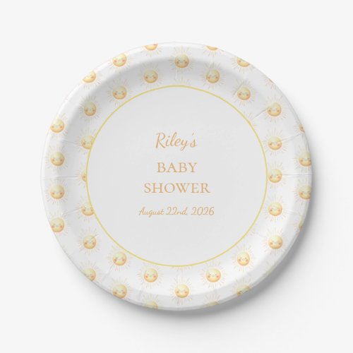 Cute Gender Neutral Sunshine Themed Baby Shower  Paper Plates
