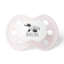 Cute Gender Neutral Watercolor Badger & Name Pacifier
