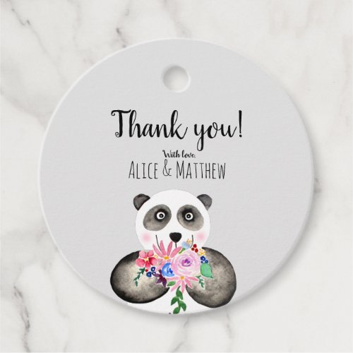 Cute Gender Neutral Watercolor Panda Baby Shower Favor Tags