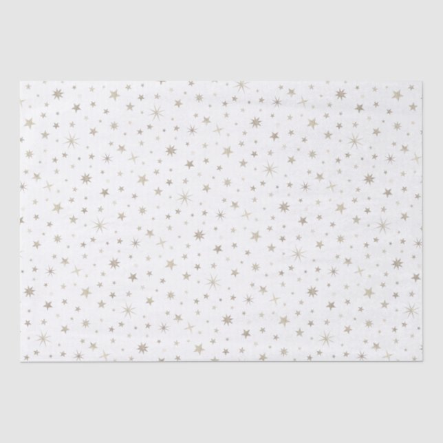  Cute Gender Neutral White Silver Star Baby Shower Tissue Paper (Front)