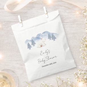 Cute Gender Neutral Winter Polar Bear Baby Shower Favor Bag