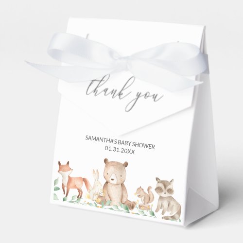 Cute Gender Neutral Woodland Animals Baby Shower Favor Boxes