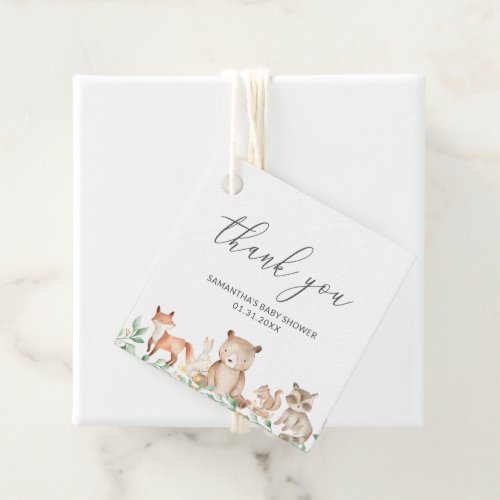 Cute Gender Neutral Woodland Animals Baby Shower Favor Tags