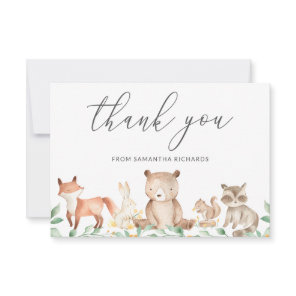Cute Gender Neutral Woodland Animals Baby Shower Thank You Card