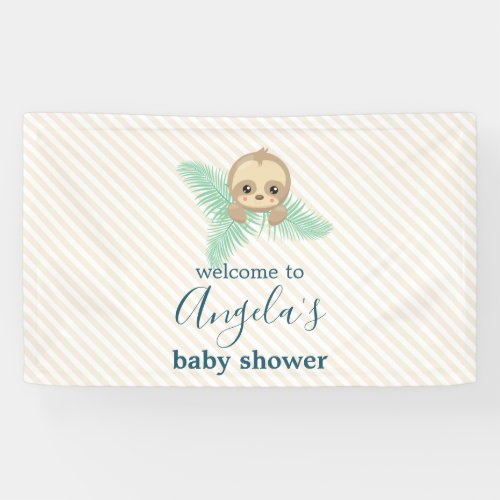 Cute Gender Neutral Yellow Baby Sloth Baby Shower Banner