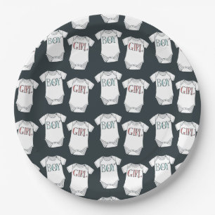 Cute Gender Reveal Baby Paper Plates