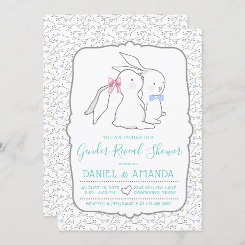 Cute Gender Reveal Baby Shower Invitations